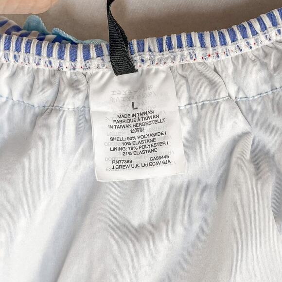 J. Crew Womens Blue and Red Seersucker Rickrack Off Shoulder Bikini Top L - Picture 9 of 9